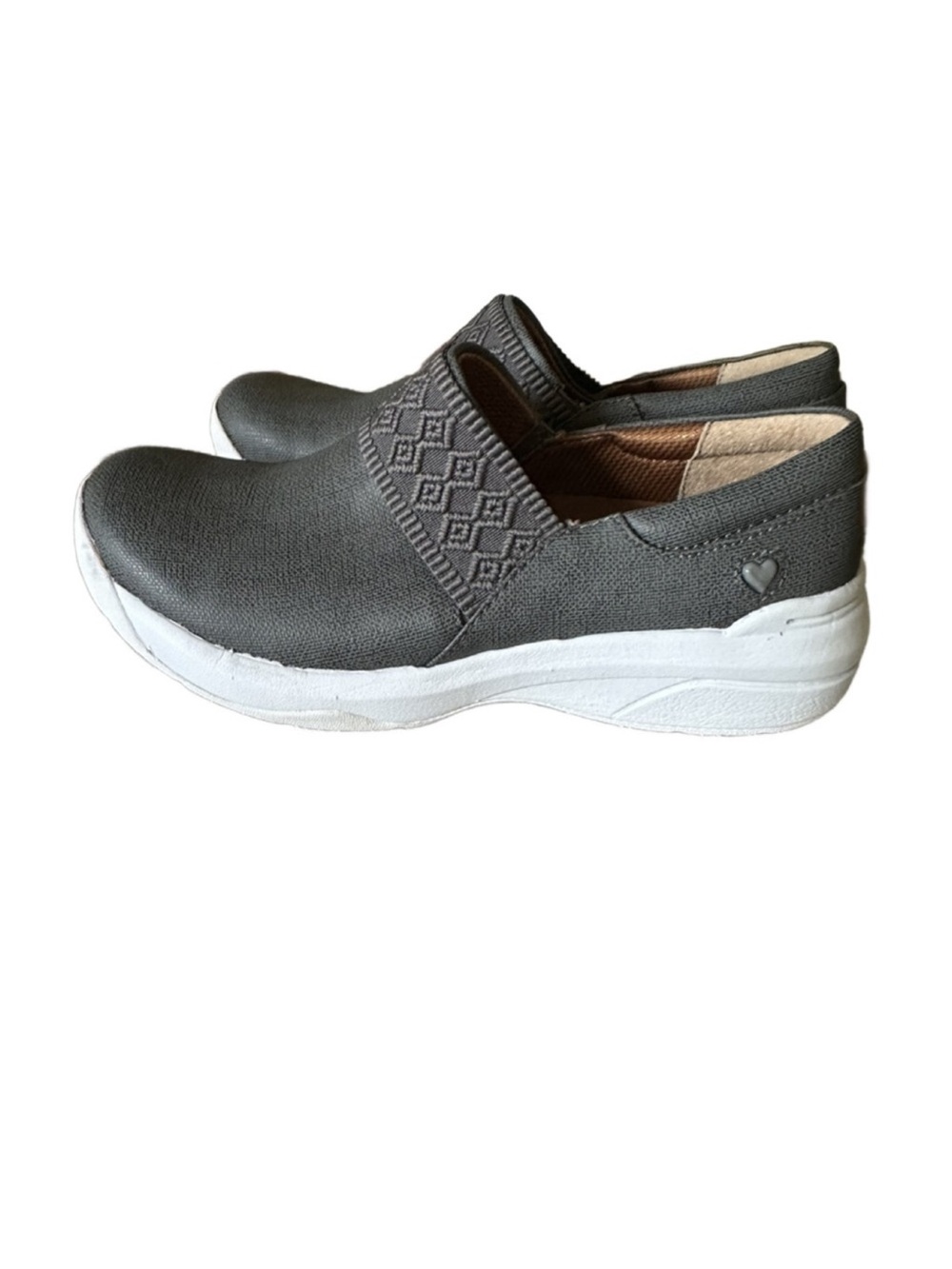 Nurse Mates Gray Slip-On Comfort Loafers with White Sole